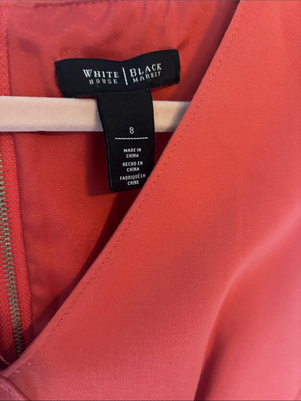 White House Black Market coral V-Neck Sleeveless Sheath Mini Dress - Picture 2 of 4